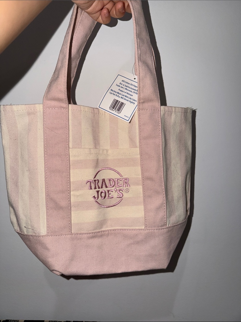 Trader Joe’s pink canvas tote